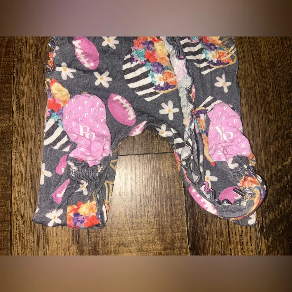 Posh Peanut Baby Girl Football Floral Footed Sleeper Size 3-6 Months